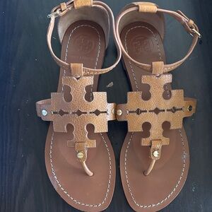 Tory Burch Tan Leather Thong Sandals